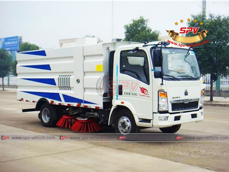 5 CBM Road Broom Sweeper Sonotruk - Right Front Side View